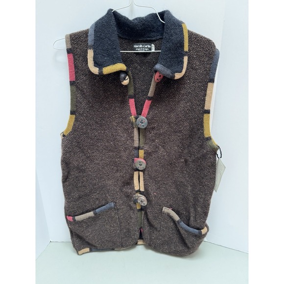 Norah Curtis Sweaters - NWT Norah Curtis Original Designs Canada Cardigan Sweater Vest M Wool Silk Brown